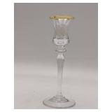 Lovely Vintage Crystal and Wood Collection-Cristalleria Europa Bowl Wooden Candlestick Etched Crystal and Gold Leaf Candlestick