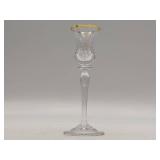 Lovely Vintage Crystal and Wood Collection-Cristalleria Europa Bowl Wooden Candlestick Etched Crystal and Gold Leaf Candlestick