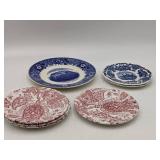 7 Beautiful Vintage Plates-Johnson Bros. Paisley, Wedgewood Royal Homes Of Britain, & Adams Potteries