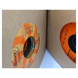 Home Stereo Collection- Vintage Symphonie Suitcase Record Player &Wooden Cell Phone Amplifier, Vintage 45 Records Set