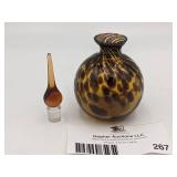 Vintage Hand-Blown Tortoise Glass Perfume Bottle