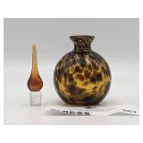 Vintage Hand-Blown Tortoise Glass Perfume Bottle