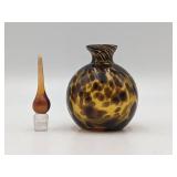 Vintage Hand-Blown Tortoise Glass Perfume Bottle