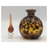 Vintage Hand-Blown Tortoise Glass Perfume Bottle
