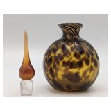 Vintage Hand-Blown Tortoise Glass Perfume Bottle