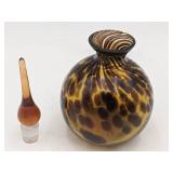 Vintage Hand-Blown Tortoise Glass Perfume Bottle