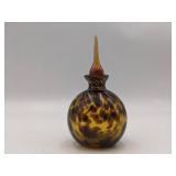 Vintage Hand-Blown Tortoise Glass Perfume Bottle