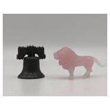 Vintage Liberty Bell and Pink Glass Lion