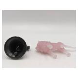 Vintage Liberty Bell and Pink Glass Lion