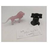 Vintage Liberty Bell and Pink Glass Lion