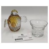 Vintage Krosno Poland Glass and Glass Bird