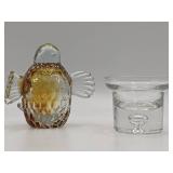 Vintage Krosno Poland Glass and Glass Bird
