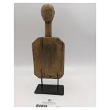 Vintage Hand Carved Wooden Tribal Figure with Metal Base