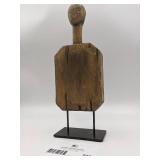 Vintage Hand Carved Wooden Tribal Figure with Metal Base