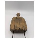 Vintage Hand Carved Wooden Tribal Figure with Metal Base