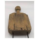 Vintage Hand Carved Wooden Tribal Figure with Metal Base