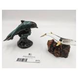 2 Vintage Blue Mountain Pottery Ceramic Dolphins & Glass Sperm Whale