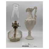 Vintage Hurricane Kerosene Lamp and  1970s Arnel Grape Pitcher/Vase