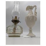 Vintage Hurricane Kerosene Lamp and  1970s Arnel Grape Pitcher/Vase