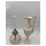 Vintage Hurricane Kerosene Lamp and  1970s Arnel Grape Pitcher/Vase