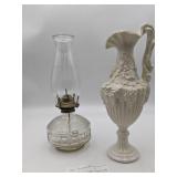 Vintage Hurricane Kerosene Lamp and  1970s Arnel Grape Pitcher/Vase