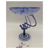 Vintage Makora Krosno Hand-Blown Art Glass Pedestal Bowl