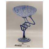 Vintage Makora Krosno Hand-Blown Art Glass Pedestal Bowl
