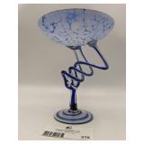 Vintage Makora Krosno Hand-Blown Art Glass Pedestal Bowl