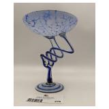 Vintage Makora Krosno Hand-Blown Art Glass Pedestal Bowl