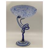 Vintage Makora Krosno Hand-Blown Art Glass Pedestal Bowl
