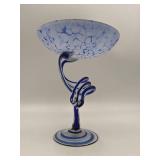 Vintage Makora Krosno Hand-Blown Art Glass Pedestal Bowl