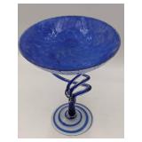 Vintage Makora Krosno Hand-Blown Art Glass Pedestal Bowl