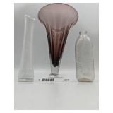 Vintage Milk Glass Bud Vase, Purple and Clear Vase, Clear Medicine Bottle