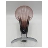 Vintage Milk Glass Bud Vase, Purple and Clear Vase, Clear Medicine Bottle