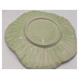 Hand Blown Ruffle Bud Vase and 2 F. Mendes Caldas Portugal Plates