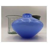 Vintage Vase Collection-LSA Blue Glass Vase, Ceramic Vase, and Bubble Glass Vase