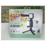 Digipower - Follow ME Vlogging Kit for Phones and Cameras – Includes Microphone, LED light, Bluetooth remote, phone grip and tripod