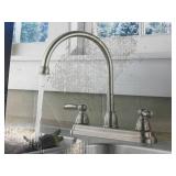 PEERLESS 8 in. 2 Lever Handle High Arc Kitchen Faucet, Stainless Steel