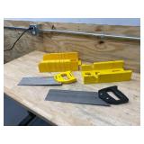 Lot of 2 Miter Boxes with 2 Saws