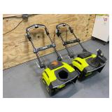 RYOBI Lot of 2-  40V Brushless 21" Snow Blowers (RY40806VNM) (Parts or Repair)- Tool Only