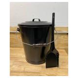 IMPERIAL Black Powder Coated Steel Ash Container and Shovel Set