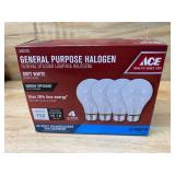 ACE Lot of 6- Halogen Light Bulb 43 watts 750 lumens A-Line A19 Medium Base (E26) Soft White 4 pk