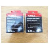 (2) Roberts Square-End Carbon Steel Carpet Blades and Quick Blade Dispenser with Used Blade Storage (100-Pack)