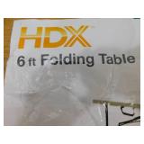 HDX 72 in. Earth Tan Plastic Fold-in-Half Folding Utility Table
