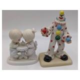 2 Vintage Hand-Painted Figurines1992 Precious Moments-Our Friendship is Soda-Licious & Limited Edition 1980s Jiggles The Juggler