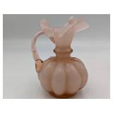 1940s Fenton Glass 6" Dusty Rose Pitcher and George Borgfeldt Lisa Cranberry Wine Glass