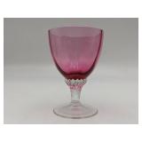 1940s Fenton Glass 6" Dusty Rose Pitcher and George Borgfeldt Lisa Cranberry Wine Glass