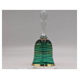 Vintage 1970s Bohemian 7" Glass Green Crystal Bell