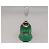 Vintage 1970s Bohemian 7" Glass Green Crystal Bell