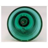 Vintage 1970s Bohemian 7" Glass Green Crystal Bell